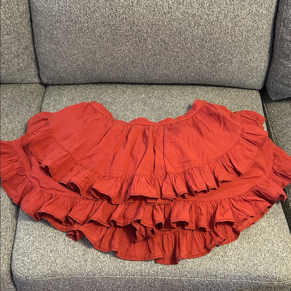 Aerie Scarlet Ruffled A-Line Skirt with built in shorts